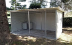 Box con 3 lati coibentati e frontale in rete o tondino